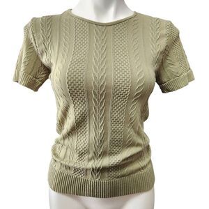 Sugar & Rose knit patterned shirt olive green Size small medium s/m